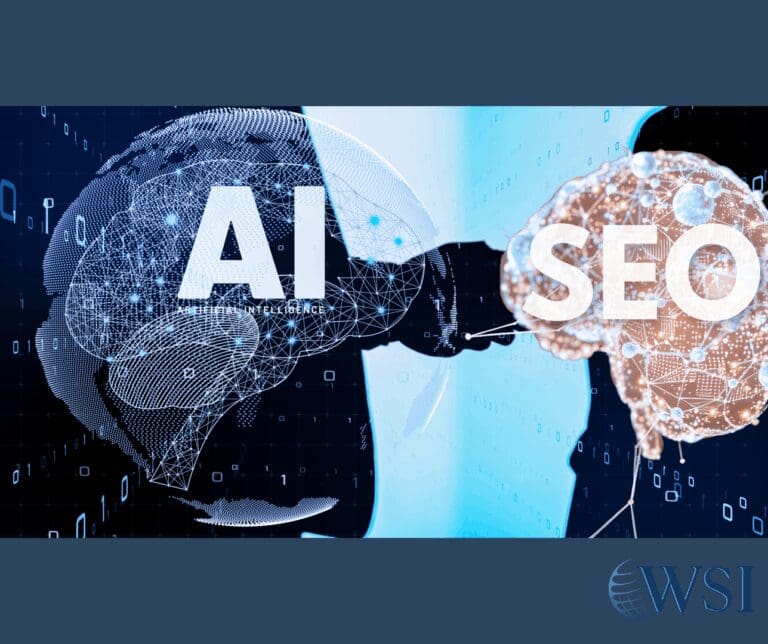 Two transparent brains shake hands, symbolizing the cooperation of SEO for AI